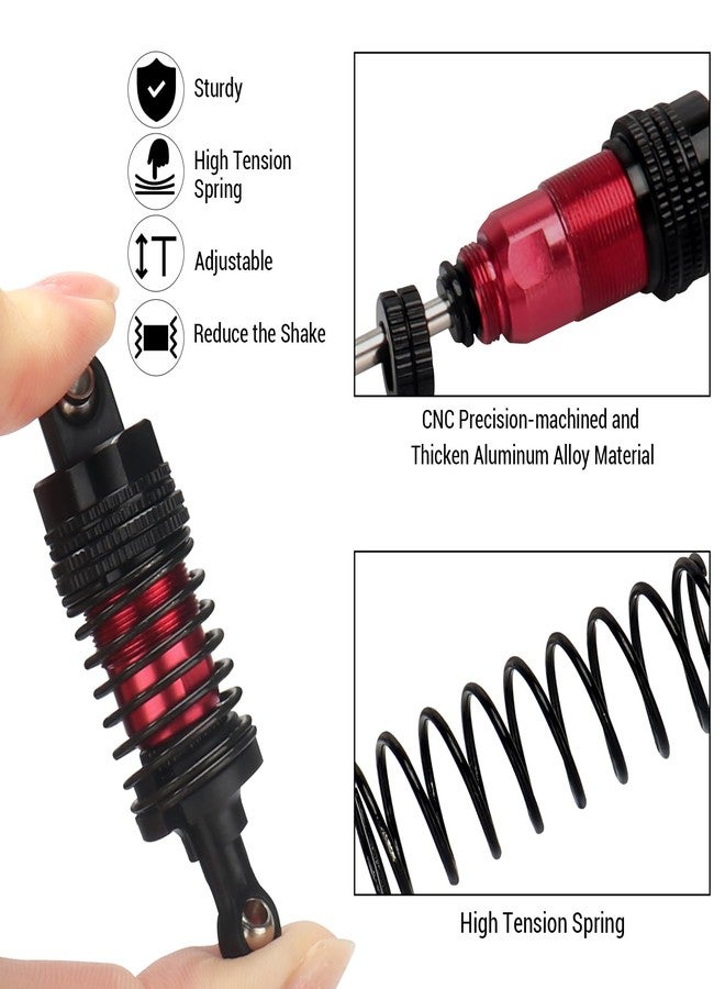 daitoku RC Car Shock Absorbers Metal Shocks Damper Upgrades Part Compatible with Hyper Go H14BM MJX 14210 14209 1/14 RC Car - Red - Image 3